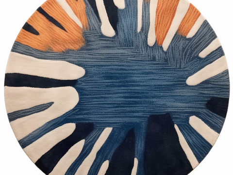 意式轻奢圆形地毯贴图