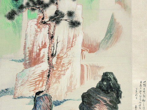 张大千绘画作品，中国近现代水墨画，写意水墨画青绿山水