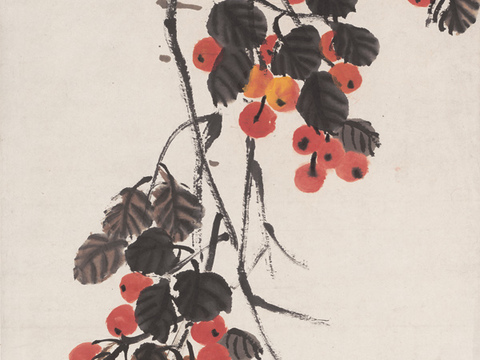 齐白石写意水墨画，近现代水墨画 果蔬图-X 44X164