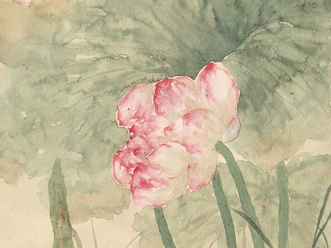 齐白石写意水墨画，近现代水墨画-荷花鸳鸯 33X92