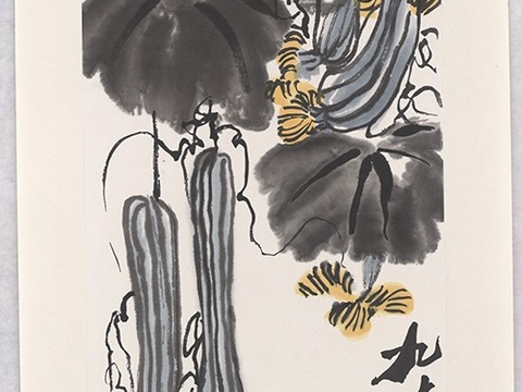 齐白石写意水墨画，近现代水墨画 丝瓜