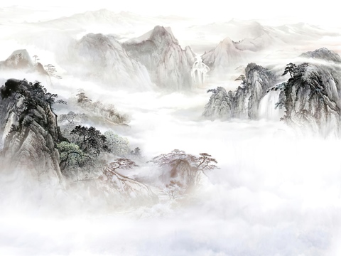 中式轻奢山水大理石 山脉风景大理石贴图