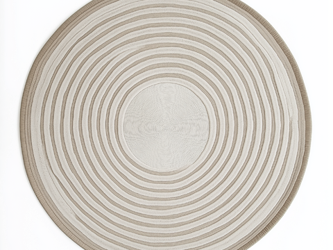 米色不规则条纹圆形地毯贴图