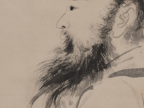 张大千绘画作品，中国近现代水墨画，写意水墨画自画像纸本