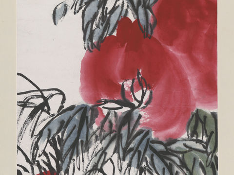 齐白石写意水墨画，近现代水墨画-桃子灵芝