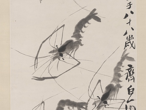 齐白石写意水墨画，近现代水墨画 虾