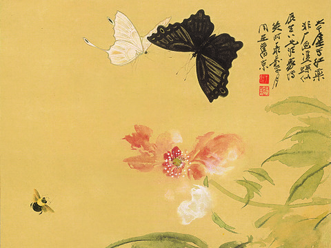  张大千绘画作品，中国近现代水墨画，写意水墨画花卉 副本 