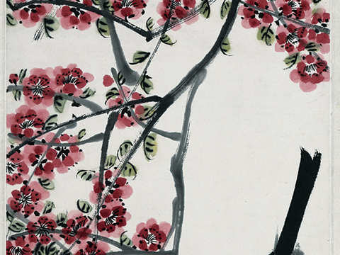 齐白石写意水墨画，近现代水墨画-双喜图 44x157