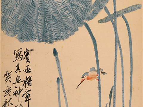 齐白石写意水墨画，近现代水墨画-荷花 65x133