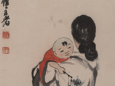 齐白石写意水墨画，近现代水墨画 百寿-N 43x109