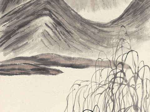 齐白石写意水墨画，近现代水墨画 独钓 副本