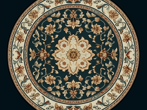 欧式美式圆形地毯贴图