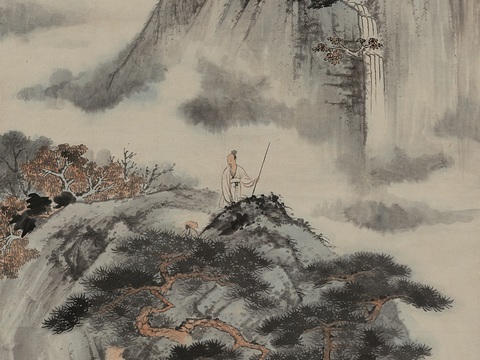 张大千绘画作品，中国近现代水墨画，写意水墨画拟石涛山水