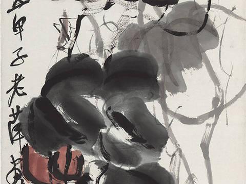 齐白石写意水墨画，近现代水墨画 南瓜图33.74-134.7