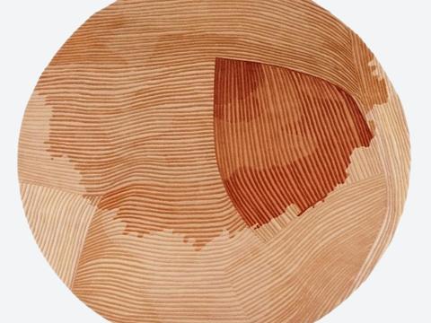 米色不规则条纹圆形地毯贴图