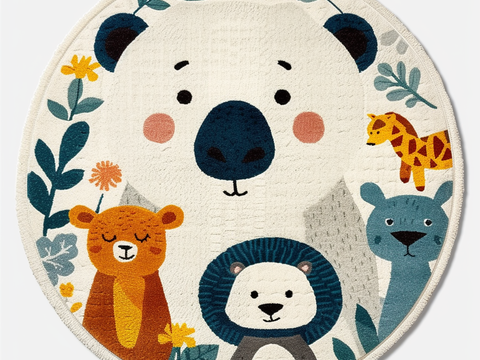 圆形儿童卡通地毯贴图
