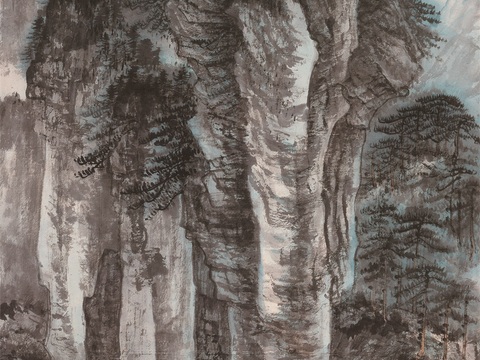 张大千绘画作品，中国近现代水墨画，写意水墨画赤壁图