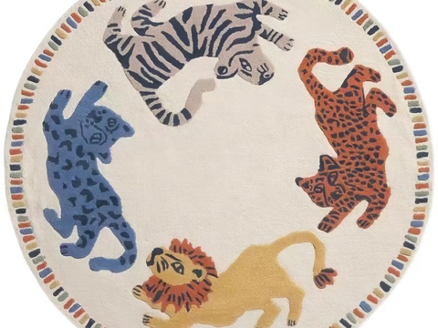 圆形儿童卡通地毯贴图