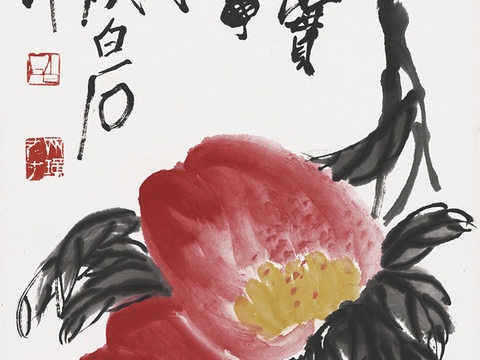 齐白石写意水墨画，近现代水墨画-长寿果图 34x67