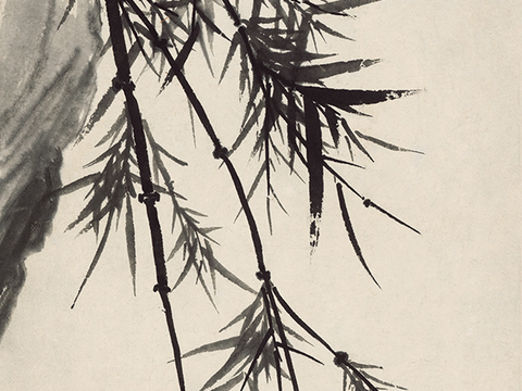 徐悲鸿水墨画，水墨花鸟动物画，近现代水墨画， 叶恭绰 竹石图