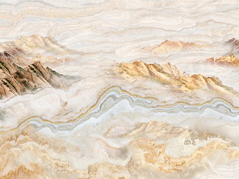 中式轻奢山水大理石 山脉风景大理石贴图