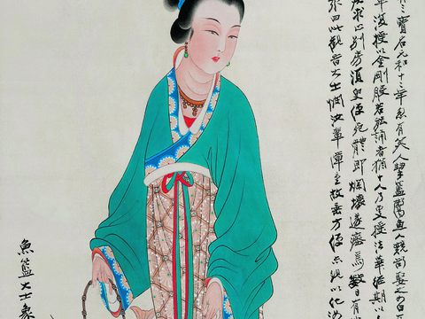 张大千绘画作品，中国近现代水墨画，写意水墨画近代 张大千鱼篮