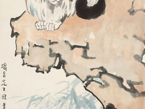 徐悲鸿水墨画，水墨花鸟动物画，近现代水墨画， 猫踞图 纸本3