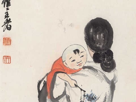 齐白石写意水墨画，近现代水墨画-百寿图 40x109