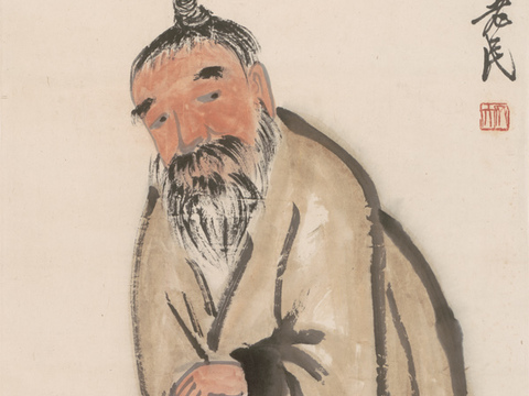 齐白石写意水墨画，近现代水墨画 偷桃图-N 41x109