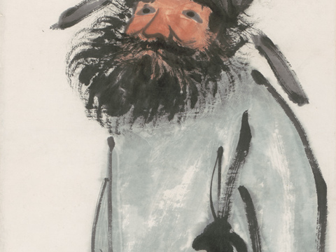 齐白石写意水墨画，近现代水墨画 降妖图-N 34X112