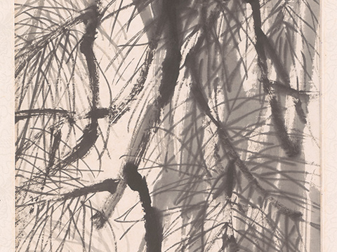 徐悲鸿水墨画，水墨花鸟动物画，近现代水墨画， 老鹰 38x2