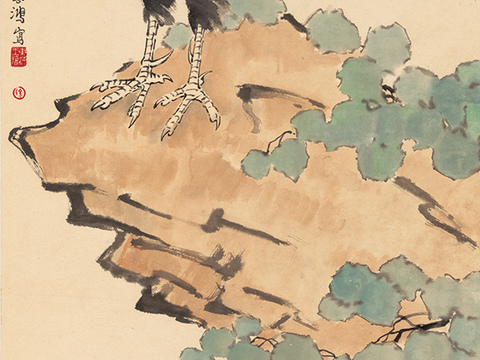 徐悲鸿水墨画，水墨花鸟动物画，近现代水墨画， 鸡图-1 51