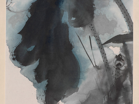 张大千绘画作品，中国近现代水墨画，写意水墨画荷花 大都会