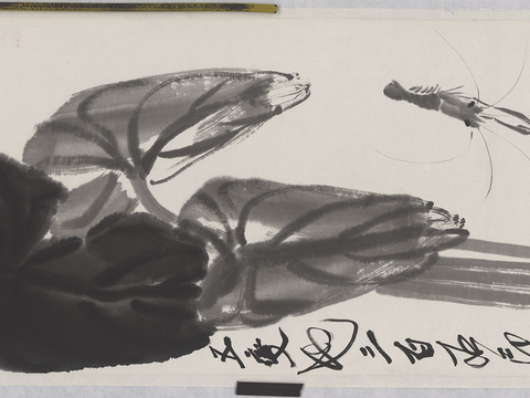 齐白石写意水墨画，近现代水墨画 荷虾图