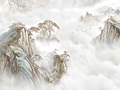 中式轻奢山水大理石 山脉风景大理石贴图