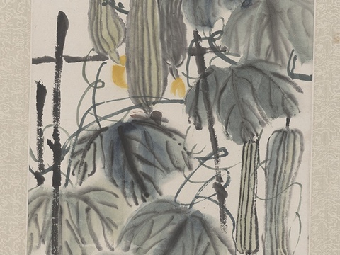 齐白石写意水墨画，近现代水墨画 丝瓜藤2