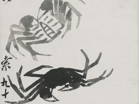 齐白石写意水墨画，近现代水墨画-蟹