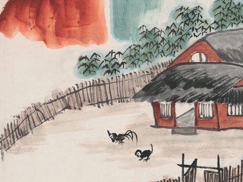 齐白石写意水墨画，近现代水墨画大好园林图