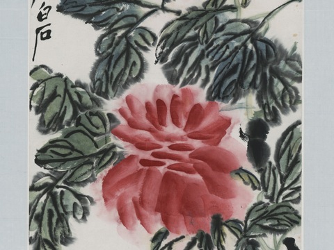 齐白石写意水墨画，近现代水墨画-富贵多子图