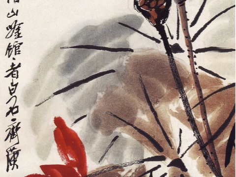 齐白石写意水墨画，近现代水墨画蜻蜓荷花
