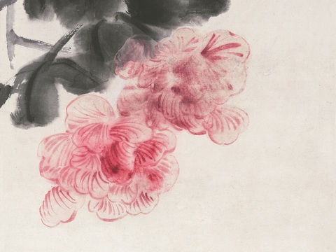 齐白石写意水墨画，近现代水墨画芙蓉四蟹图