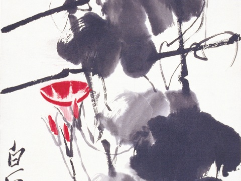 齐白石写意水墨画，近现代水墨画牵牛1