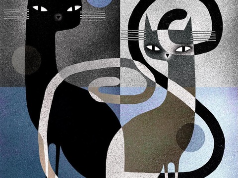  可爱动物手绘，创意童趣插画，猫咪动物插画，治愈系插画，可爱儿 