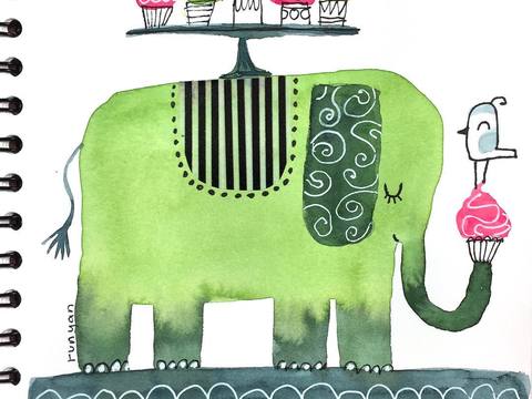  可爱动物手绘，创意童趣插画，猫咪动物插画，治愈系插画，可爱儿 