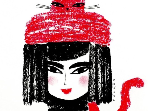  可爱动物手绘，创意童趣插画，猫咪动物插画，治愈系插画，可爱儿 