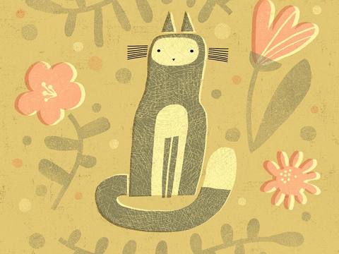  可爱动物手绘，创意童趣插画，猫咪动物插画，治愈系插画，可爱儿 