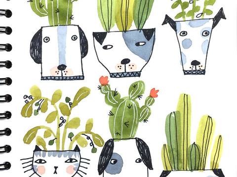  可爱动物手绘，创意童趣插画，猫咪动物插画，治愈系插画，可爱儿 