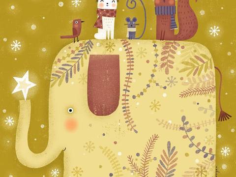  可爱动物手绘，创意童趣插画，猫咪动物插画，治愈系插画，可爱儿 