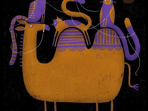  可爱动物手绘，创意童趣插画，猫咪动物插画，治愈系插画，可爱儿 