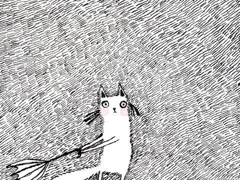  可爱动物手绘，创意童趣插画，猫咪动物插画，治愈系插画，可爱儿 